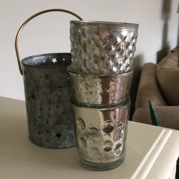 Max Studio Other - Bundle of 3 mercury glass votive candle holders